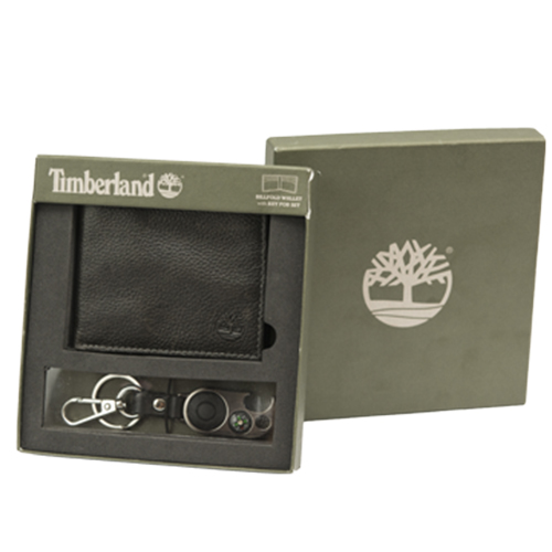 Men’s Wallet & Keychain By Timberland (Black)